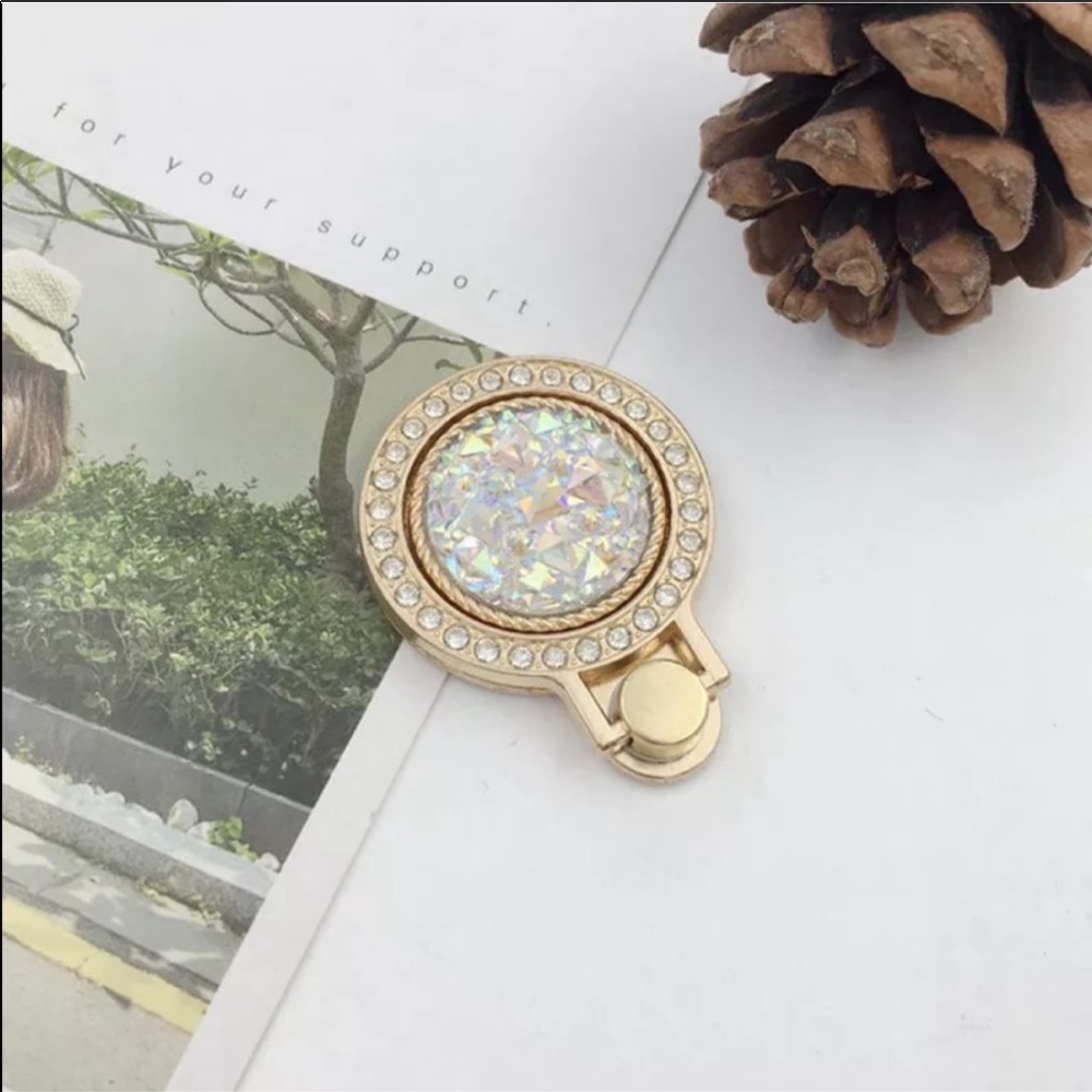 Rose Gold & Rhinestone Cellphone Ring & Stand - Picture 4 of 4